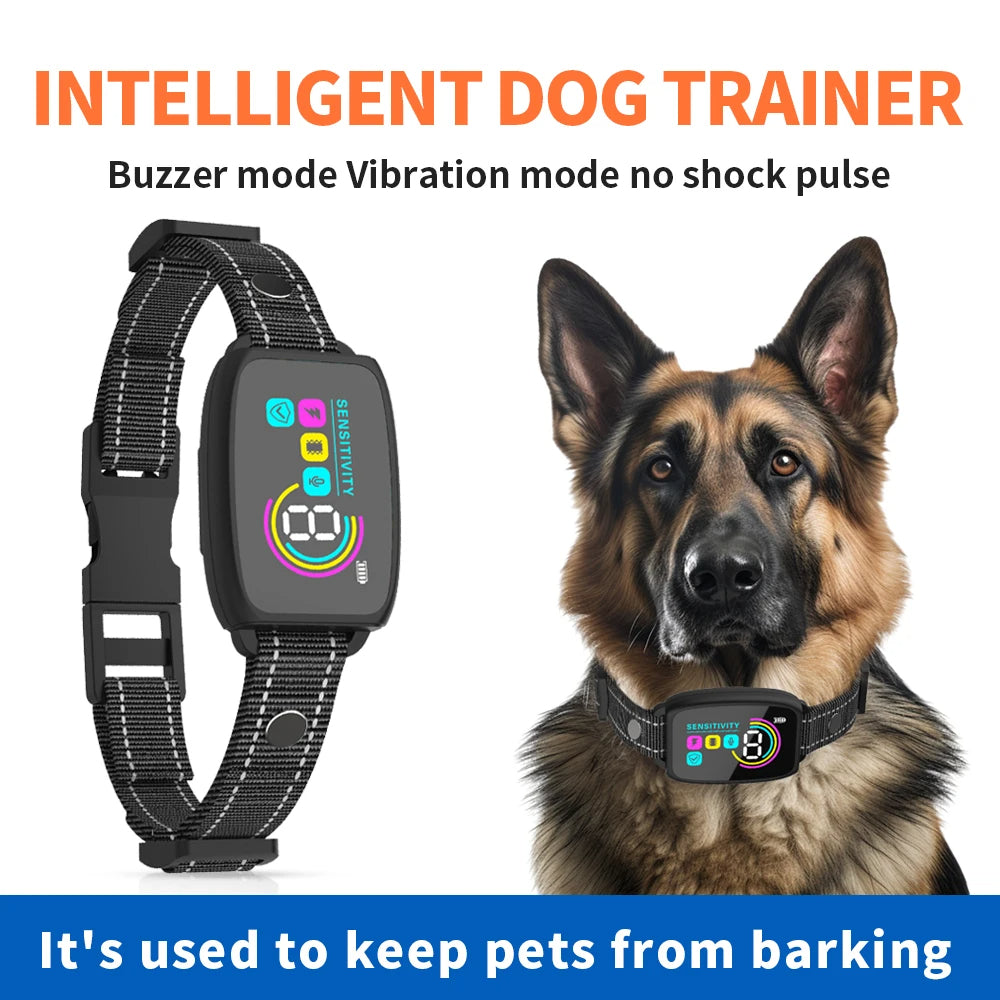 Smart Automatic anti Barking Dog Collar Rechargeable Bark Stopper Stop Barking HD Digital Display IP67 Waterproof Collar for Dogs Pet Products | Essentials Online Store