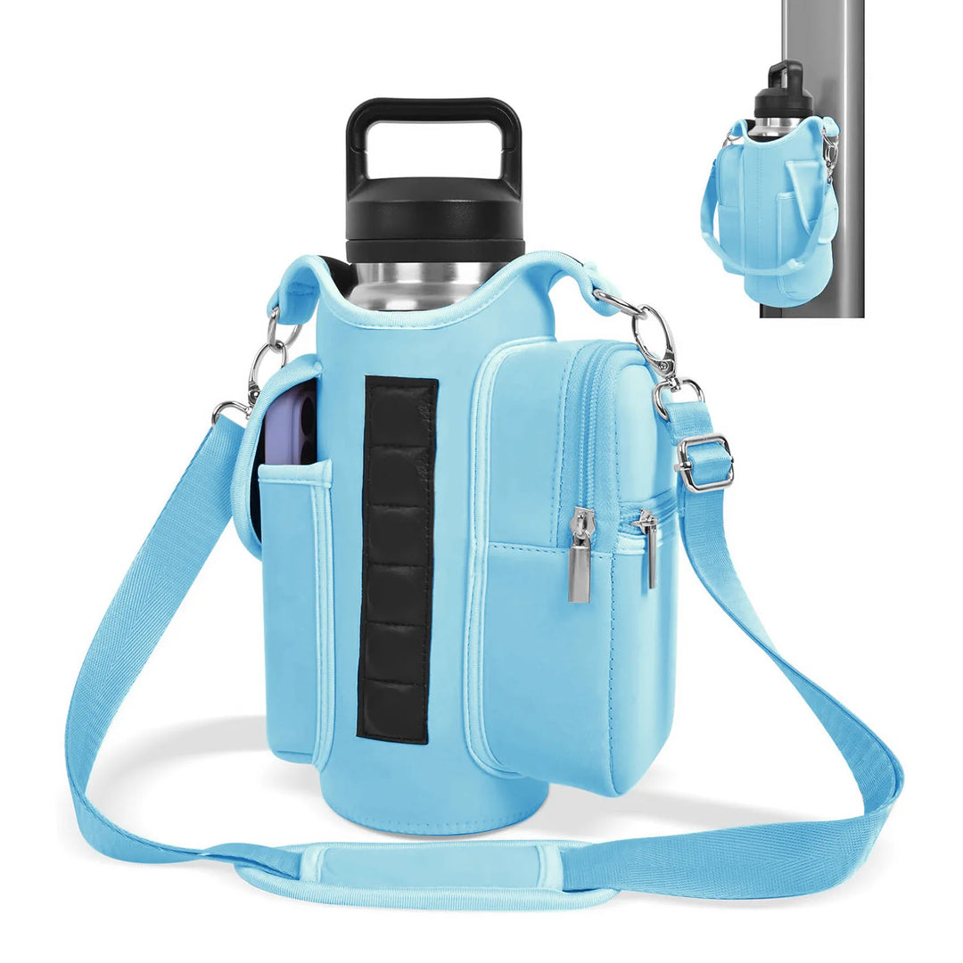 Magnetic Gym Bag Water Bottle Carrier Holder with Adjustable Shoulder Strap, 40Oz Magnets Magnetic Gym Bag Bottle Pouch Sling | Essentials