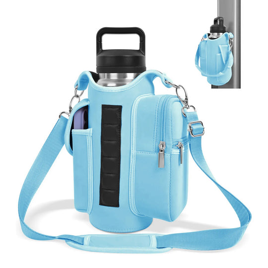 Magnetic Gym Bag Water Bottle Carrier Holder with Adjustable Shoulder Strap, 40Oz Magnets Magnetic Gym Bag Bottle Pouch Sling | Essentials