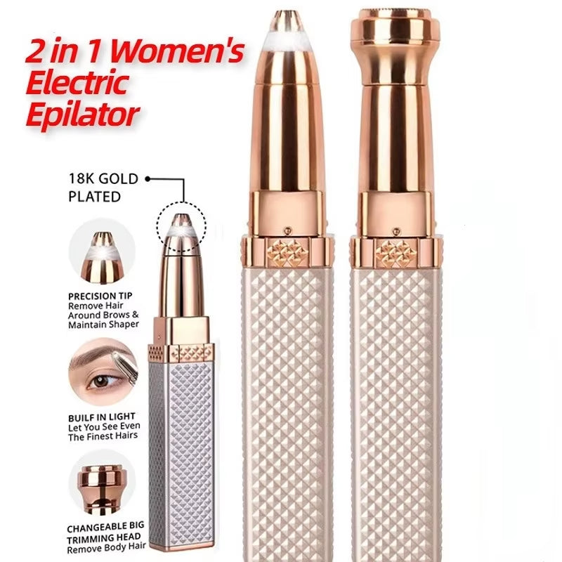 2 in 1 Women'S Electric Epilator USB Charging Portable Hair Remover Bikini Painless Shaver for Women Body Facial Eyebrow Trimmer | Essentials online  store