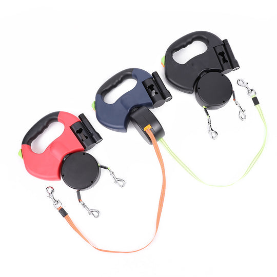 Retractable Dog Leash for Small Dogs Reflective Dual Pet Leash Lead 360 Swivel No Double Dog Walking Leash with Lights Pet Products | Essentials Online Store 