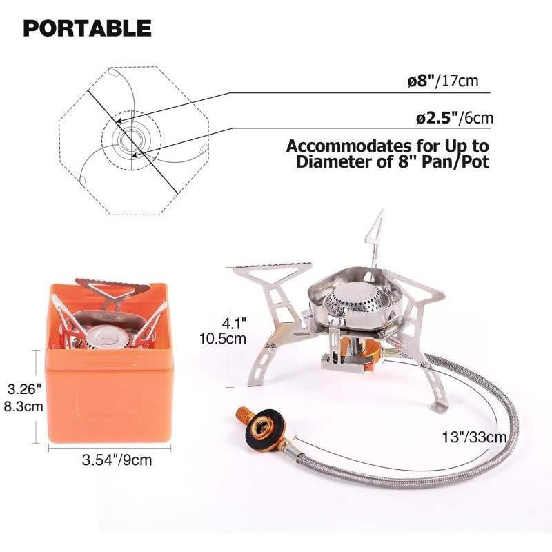 Outdoor Foldable Gas Stove with Wind Deflector, Portable Stove for Outdoor Hiking, Camping, Fishing, Picnic, Outdoor Camping Kitchenware