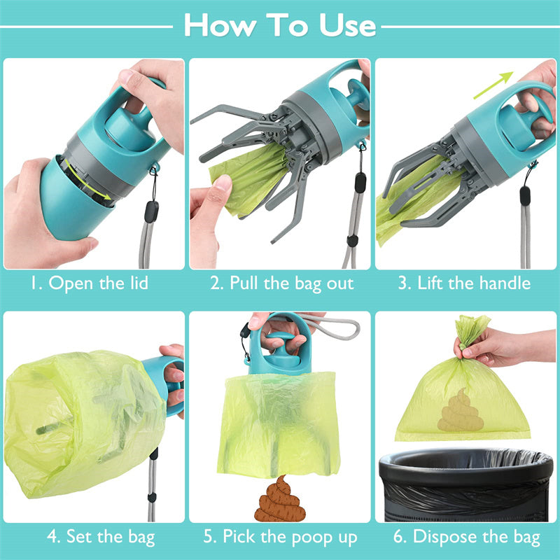 Portable Lightweight Dog Pooper Scooper with Built-In Poop Bag Dispenser Eight-Claw Shovel for Pet Toilet Picker Pet Products | Essentials Online Store 