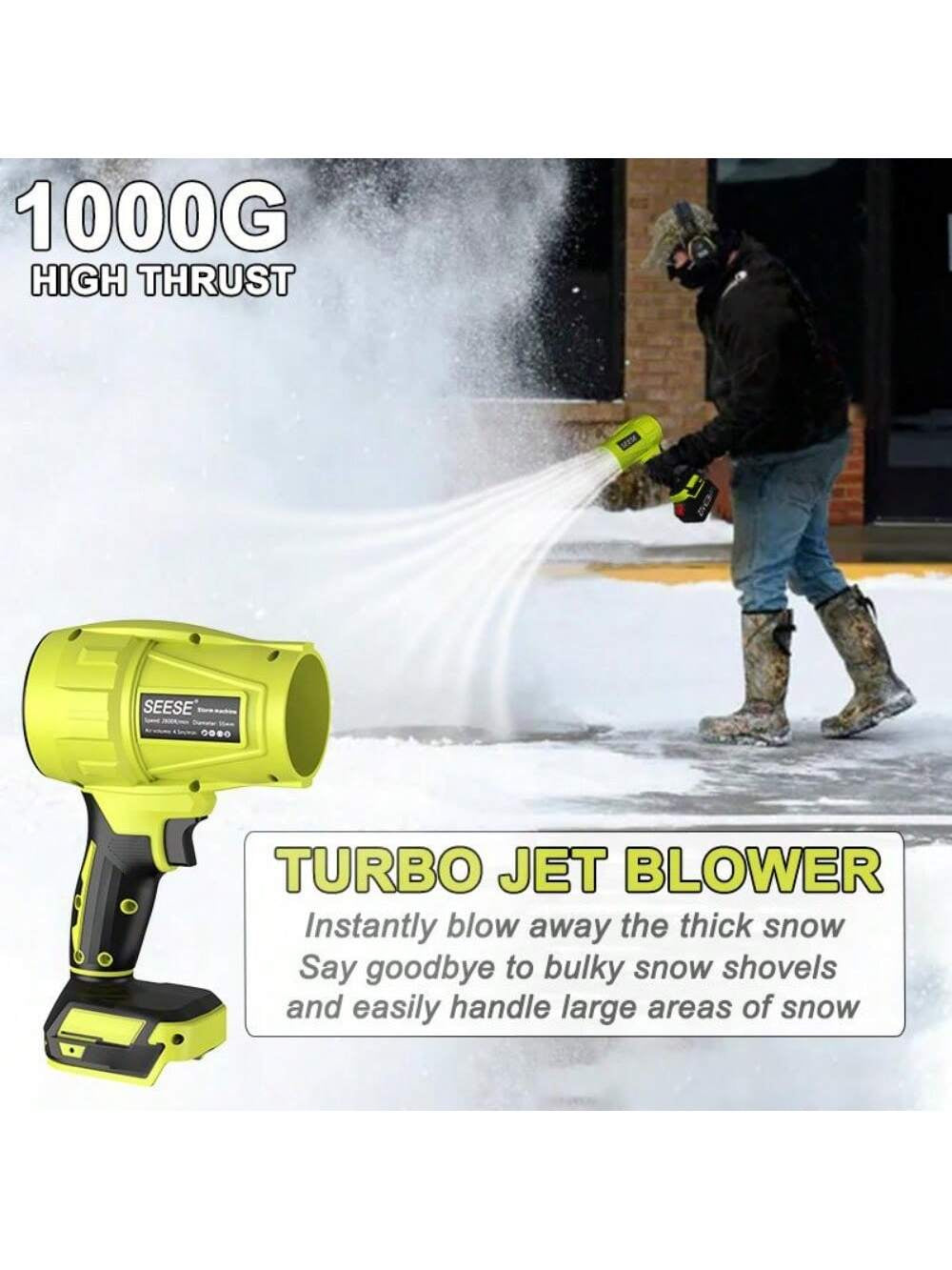 Turbo Jet Blower – Cordless High-Speed Air Duster & Car Dryer for Leaves, Dust, Snow & Post-Wash Drying | Essentials