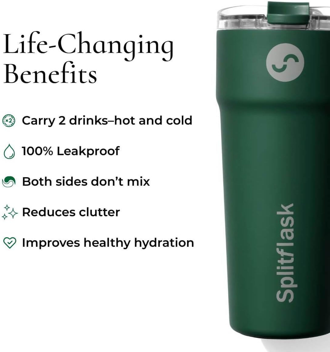 2-In-1 Hot & Cold Vacuum Insulated 30Oz Tumblers, Stainless Steel Dual Chamber, Leak-Proof, Bpa-Free, Fits Cup Holder, Travel Coffee Mug, Split Cup, 2 Drink, 2 Sides, Coffee & Water (Harper White) | Essentials Online Storen