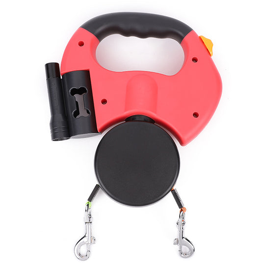 Retractable Dog Leash for Small Dogs Reflective Dual Pet Leash Lead 360 Swivel No Double Dog Walking Leash with Lights Pet Products | Essentials Online Store 