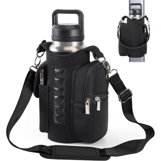 Magnetic Gym Bag Water Bottle Carrier Holder with Adjustable Shoulder Strap, 40Oz Magnets Magnetic Gym Bag Bottle Pouch Sling | Essentials