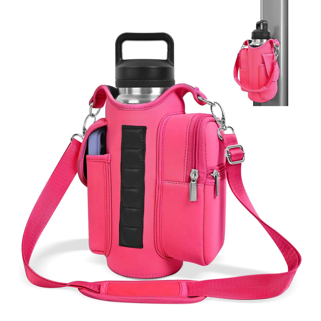 Magnetic Gym Bag Water Bottle Carrier Holder with Adjustable Shoulder Strap, 40Oz Magnets Magnetic Gym Bag Bottle Pouch Sling | Essentials