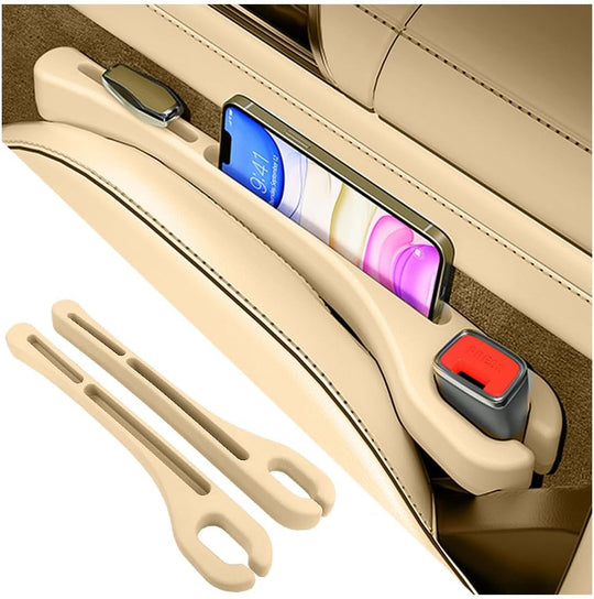 2PCS Car Seat Gap Filler Organizer,Upgrade Car Side Seat Gap Filler with Phone Holder,Multifunctional Car Seat Filler Gap Space Prevents Things Dropping for Cars,Suvs (Beige) | Essentials