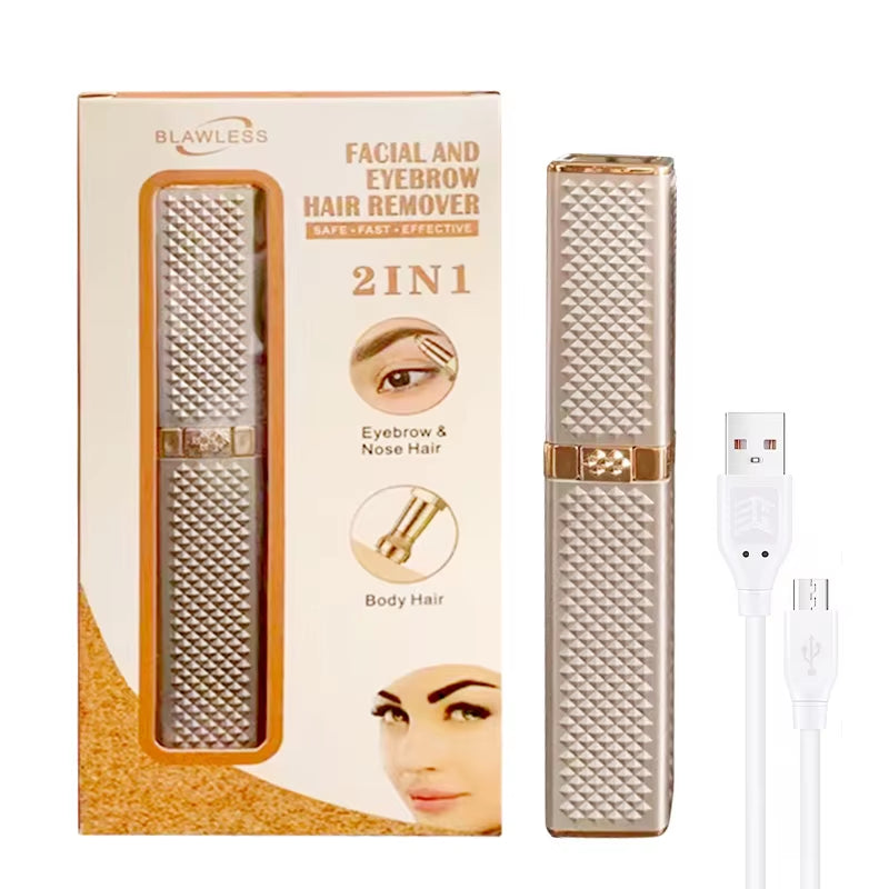 2 in 1 Women'S Electric Epilator USB Charging Portable Hair Remover Bikini Painless Shaver for Women Body Facial Eyebrow Trimmer | Essentials online  store