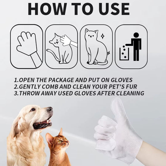 Pet Cleaning Wipe Gloves for Dogs & Cats – Deodorizing Bathing Wipes for Body, Paws & Daily Care | Essentials