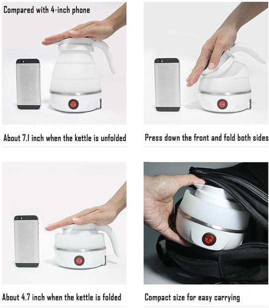 Travel Kettle Small Foldable Portable Kettle,Silicone Collapsible Tea Pot for Camping,Easy for Storage (White1) | Essentials Online Store