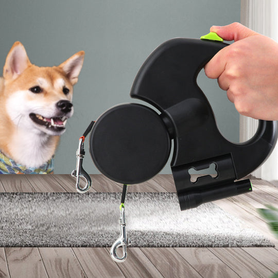 Retractable Dog Leash for Small Dogs Reflective Dual Pet Leash Lead 360 Swivel No Double Dog Walking Leash with Lights Pet Products | Essentials Online Store 