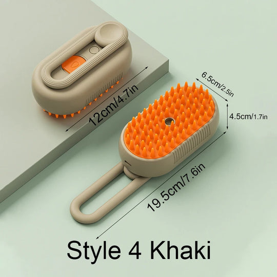 Steamy Brush Electric Spray Cat Hair Brush 3In1 Pet Hair Removal Tool 360° Rotating Handle Silicone Multifunctional Massage Comb | Essentials