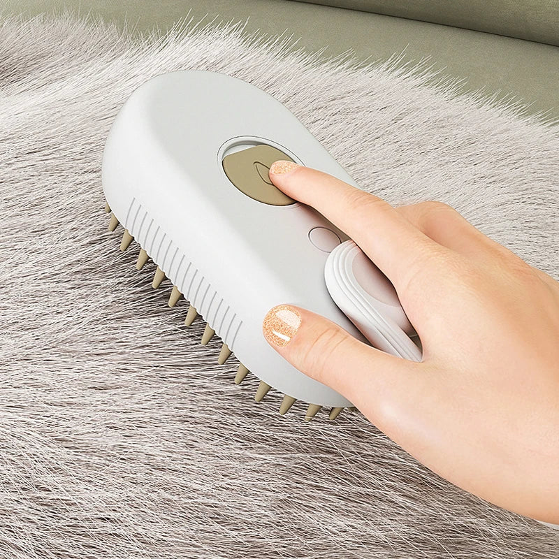 Steamy Brush Electric Spray Cat Hair Brush 3In1 Pet Hair Removal Tool 360° Rotating Handle Silicone Multifunctional Massage Comb | Essentials