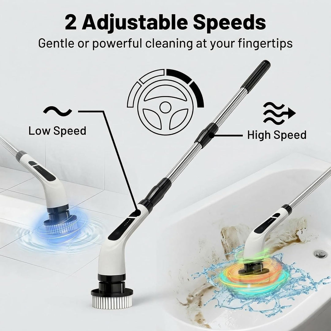 Versatile Ditch the Scrubbing! Long Handle Shower Scrubber Comes with 9 Replaceable Heads & Efficient 2 Speed Cordless Brush for Maximum Effect Long Battery Life! | Essentials Online Store
