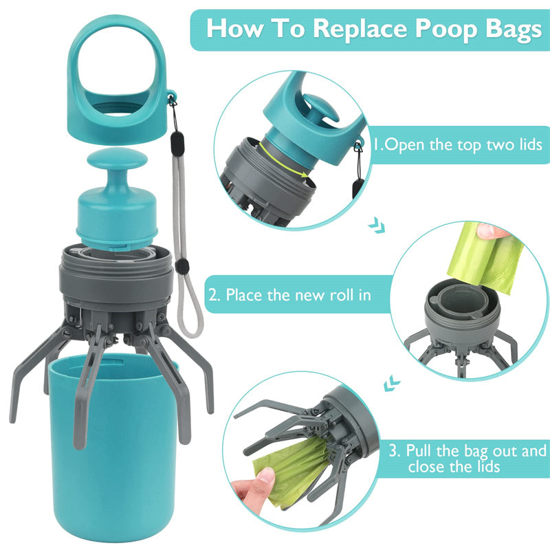 Portable Lightweight Dog Pooper Scooper with Built-In Poop Bag Dispenser Eight-Claw Shovel for Pet Toilet Picker Pet Products | Essentials Online Store 