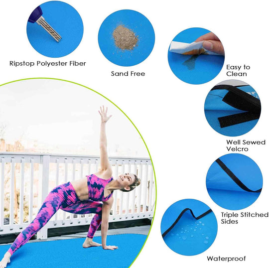 Large Sandproof and Waterproof Beach Picnic Blanket - Foldable Outdoor Mat for Camping, Hiking, and Travel - 55x32 Inches - Blue | At Essentials Online Store
