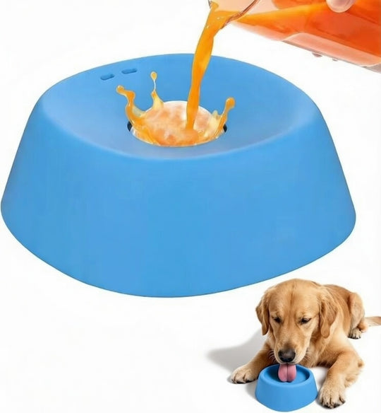 Slow Feeder Dog Bowl for Liquid Treats – Anti-Slip Interactive Lick Mat with Rolling Ball for Bone Broth, Yogurt & Supplements | Essentials