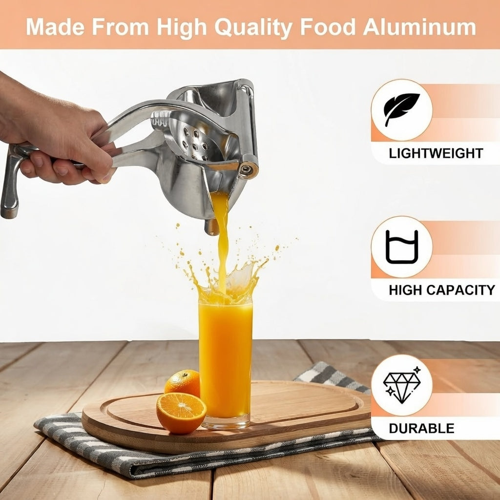 Manual Fruit Juicer – Aluminum Alloy Hand Press for Oranges, Lemons, Pomegranates & More | Essentials