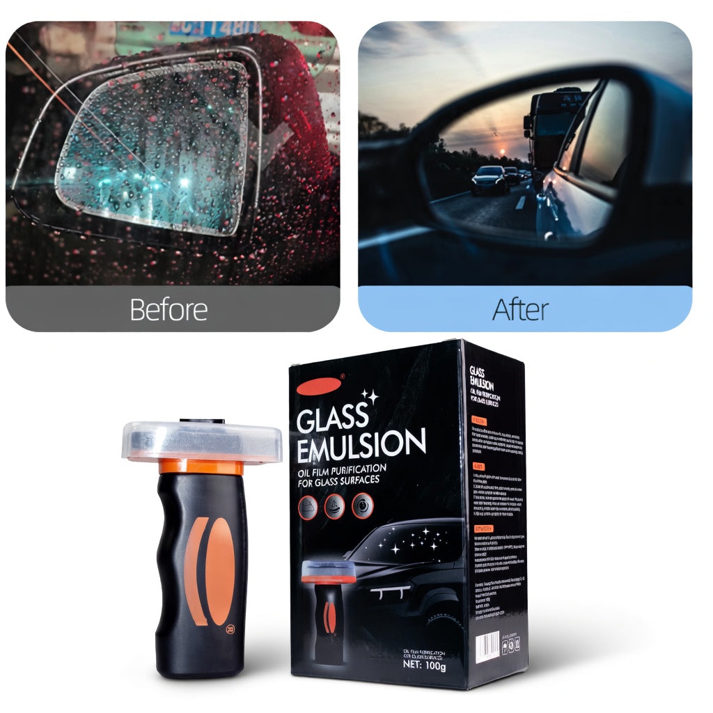 Handheld Glass Oil-Film Remover- Windshield Rain Repellent Coating for Auto Glass & Mirrors Anti-Fog & Oil Film Removal | Essentials