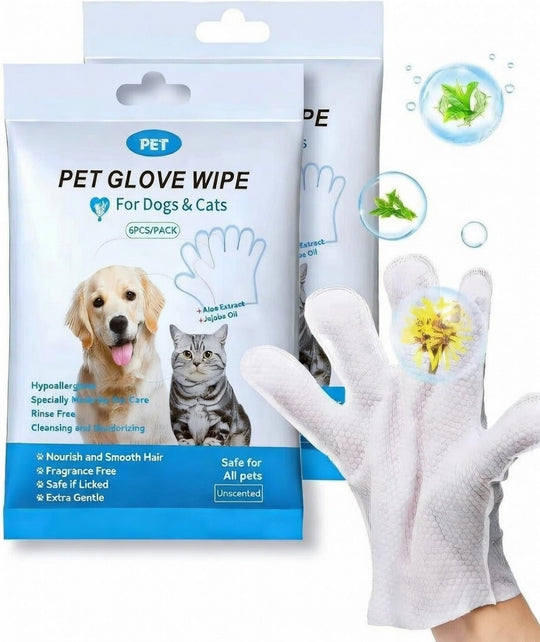 Pet Cleaning Wipe Gloves for Dogs & Cats – Deodorizing Bathing Wipes for Body, Paws & Daily Care | Essentials