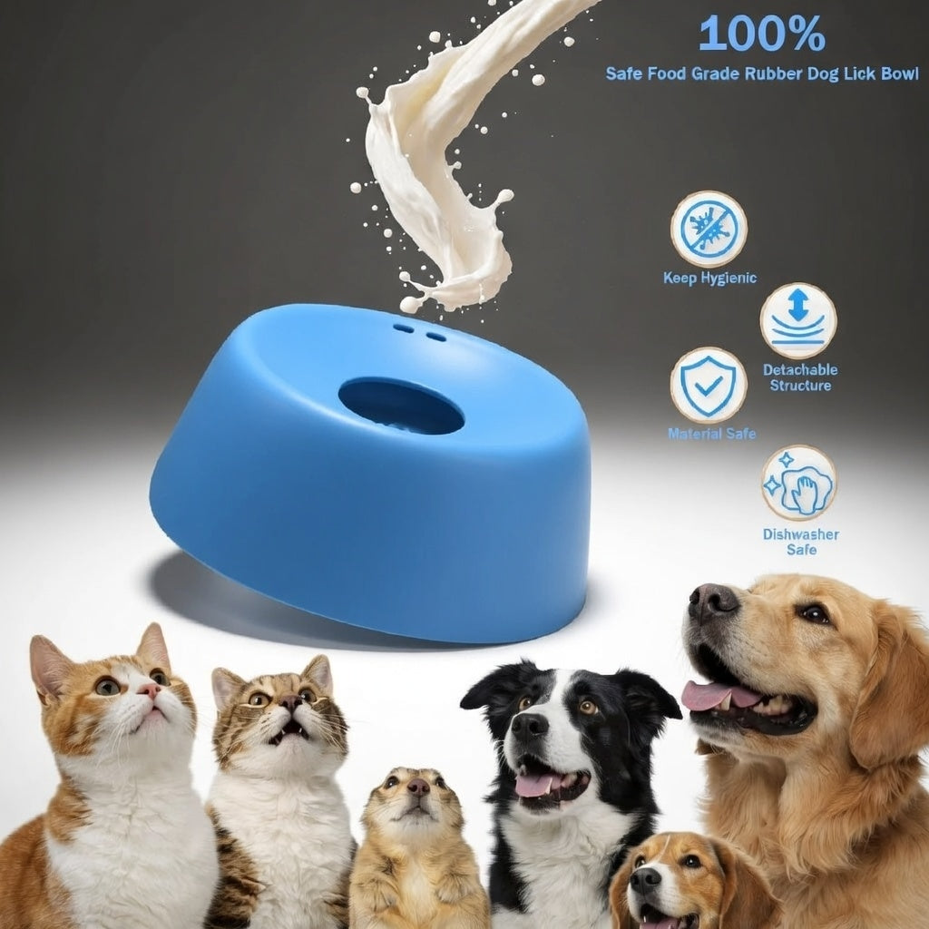 Slow Feeder Dog Bowl for Liquid Treats – Anti-Slip Interactive Lick Mat with Rolling Ball for Bone Broth, Yogurt & Supplements | Essentials