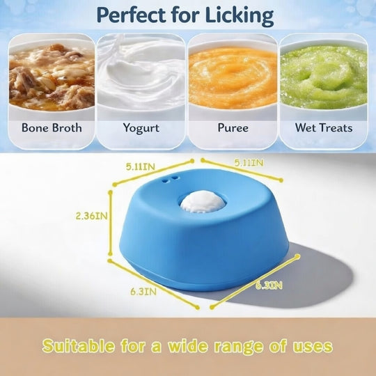 Slow Feeder Dog Bowl for Liquid Treats – Anti-Slip Interactive Lick Mat with Rolling Ball for Bone Broth, Yogurt & Supplements | Essentials