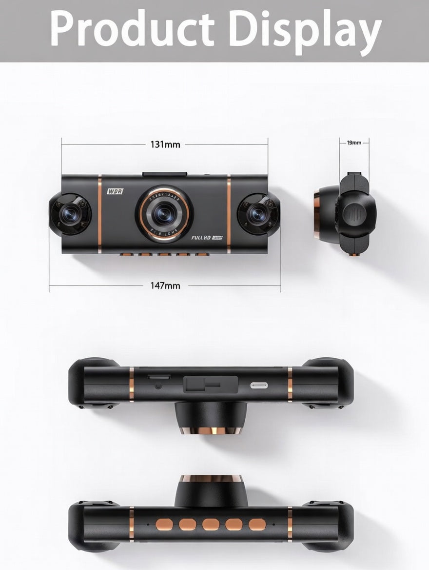 4-Channel Dash Cam – 1080P WiFi HD Car DVR with Front/Rear/Side Cameras, Night Vision & Parking Mode | Essentials