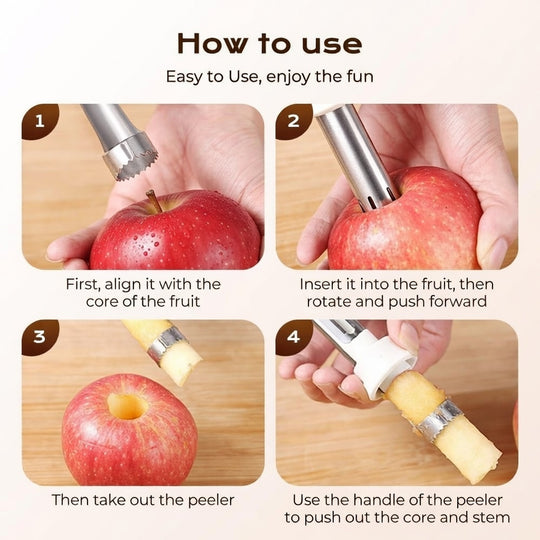 2-in-1 Telescopic Fruit Corer & Peeler – Stainless Steel Apple Core Remover for Apples, Pears & Potatoes | Essentials