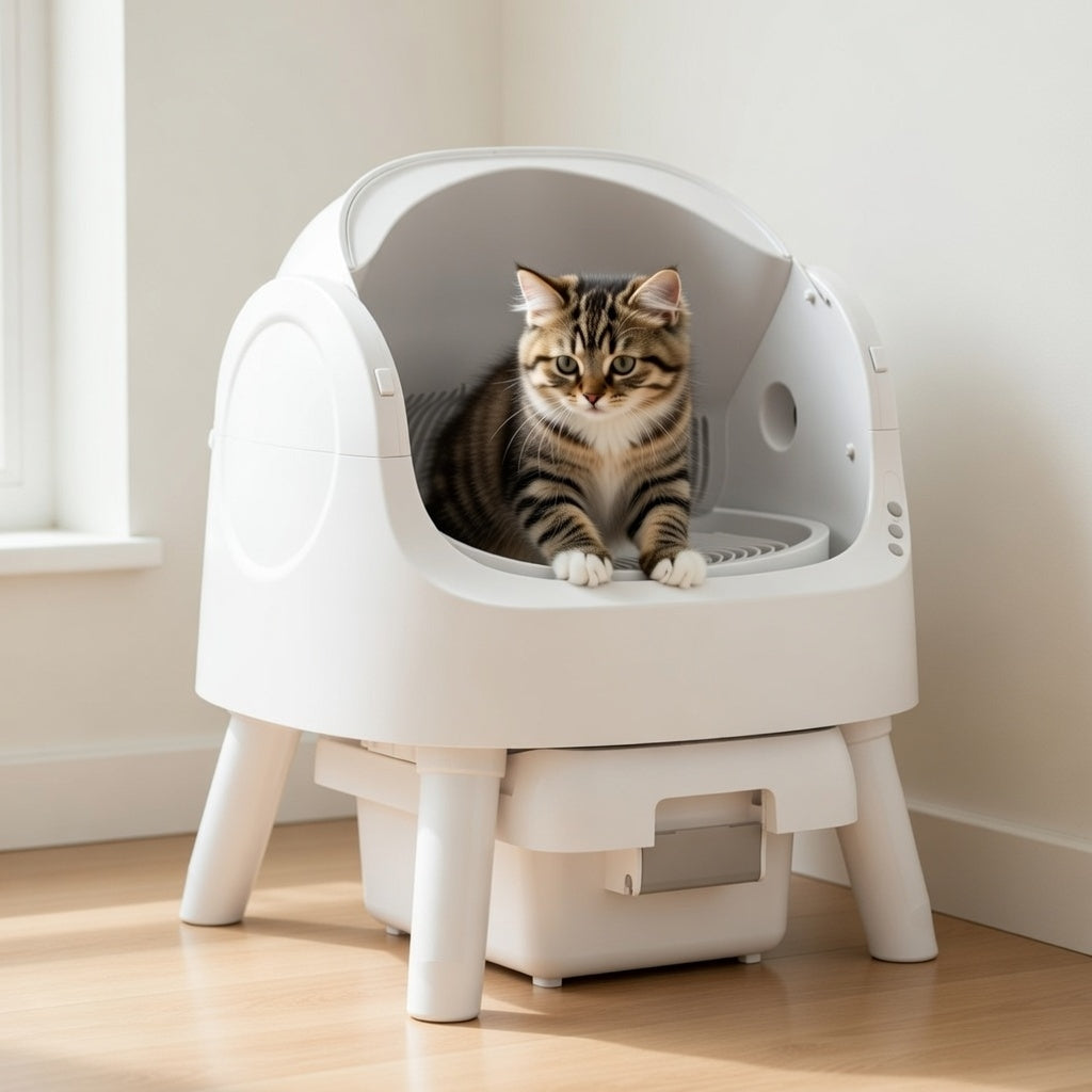 Automatic Self-Cleaning Cat Litter Box – Open-Top Design with Safety Sensors, Odor Control & Easy Waste Disposal | Essentials