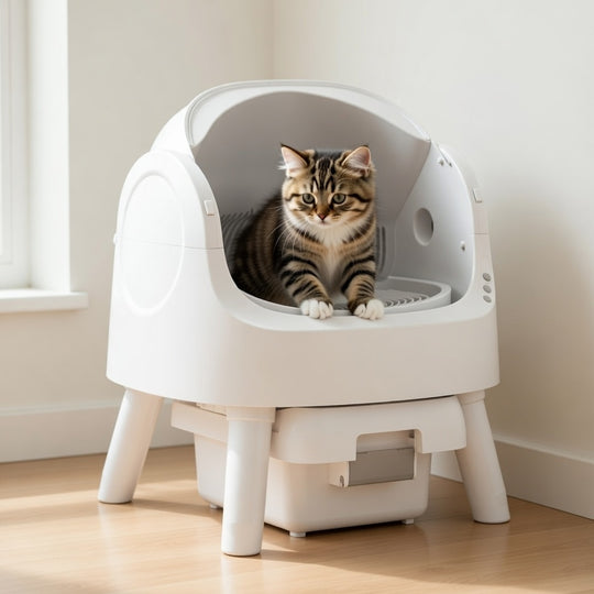 Automatic Self-Cleaning Cat Litter Box – Open-Top Design with Safety Sensors, Odor Control & Easy Waste Disposal | Essentials