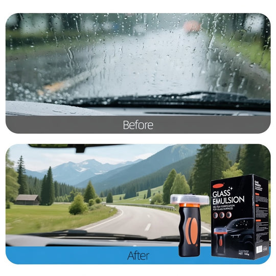 Handheld Glass Oil-Film Remover- Windshield Rain Repellent Coating for Auto Glass & Mirrors Anti-Fog & Oil Film Removal | Essentials