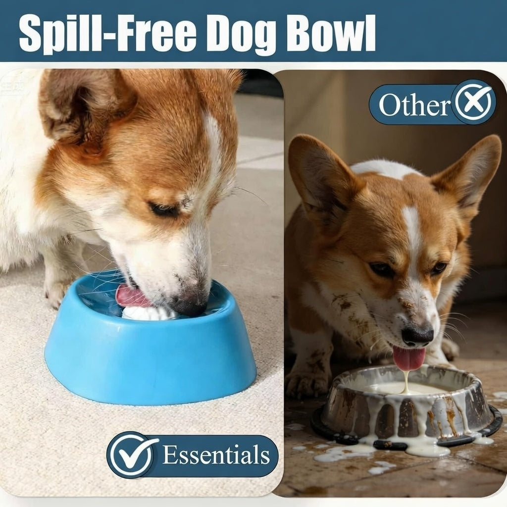 Slow Feeder Dog Bowl for Liquid Treats – Anti-Slip Interactive Lick Mat with Rolling Ball for Bone Broth, Yogurt & Supplements | Essentials