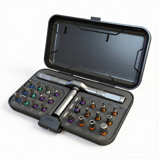 24-in-1 Magnetic Ratchet Screwdriver Set – Compact Portable Multi-Bit Tool with Reversible High-Torque Handle | Essentials