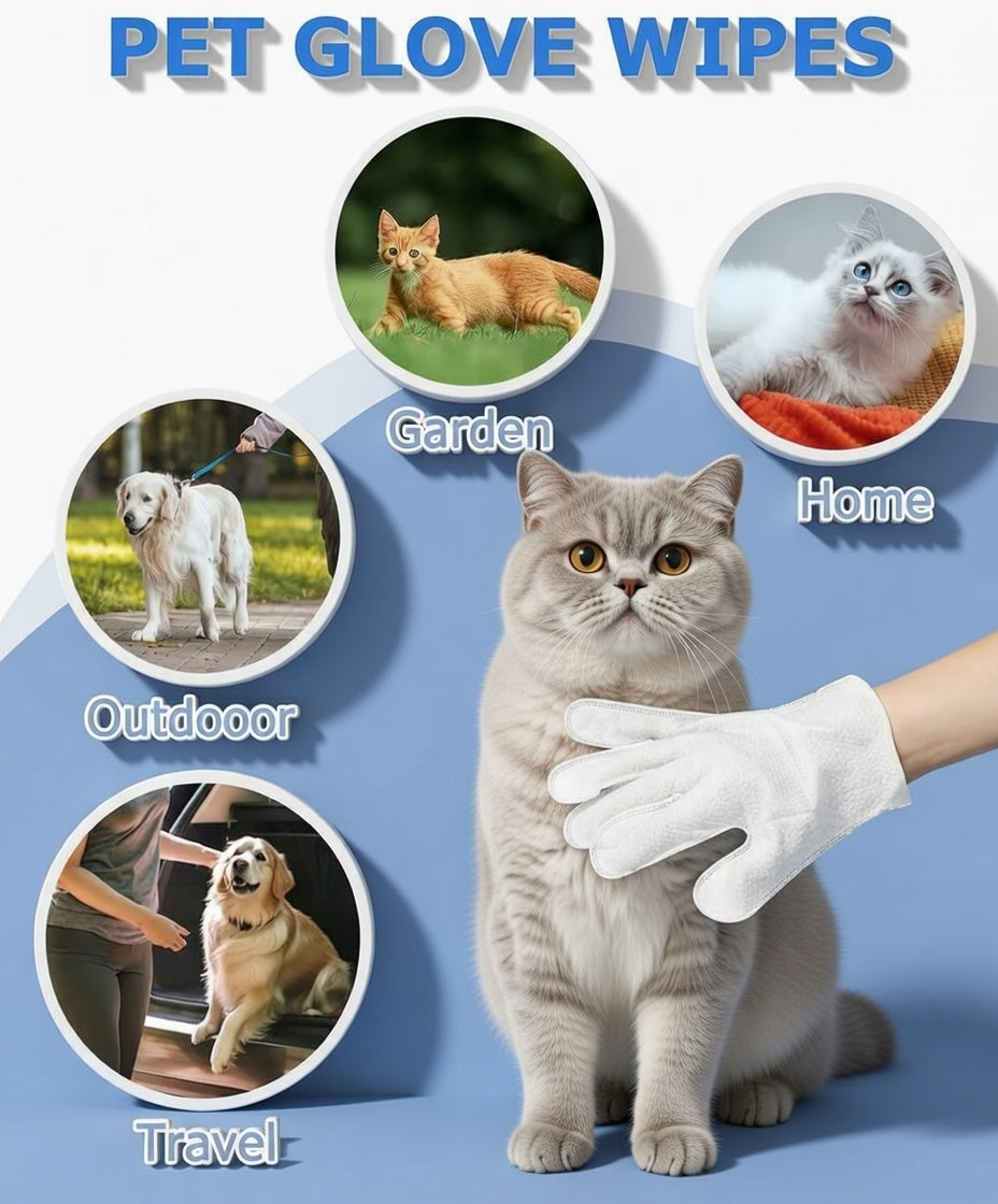 Pet Cleaning Wipe Gloves for Dogs & Cats – Deodorizing Bathing Wipes for Body, Paws & Daily Care | Essentials