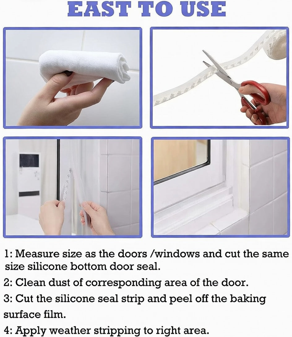 5M Self-Adhesive Door Bottom Seal Strip – Weatherproof Rubber Draft Stopper for Doors & Windows | Essentials