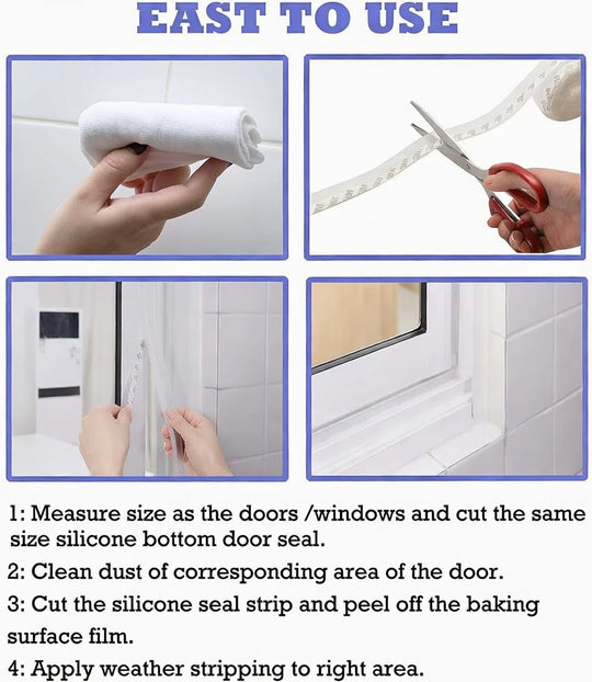 5M Self-Adhesive Door Bottom Seal Strip – Weatherproof Rubber Draft Stopper for Doors & Windows | Essentials