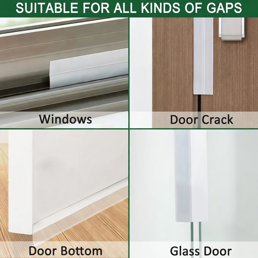 5M Self-Adhesive Door Bottom Seal Strip – Weatherproof Rubber Draft Stopper for Doors & Windows | Essentials