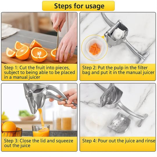 Manual Fruit Juicer – Aluminum Alloy Hand Press for Oranges, Lemons, Pomegranates & More | Essentials